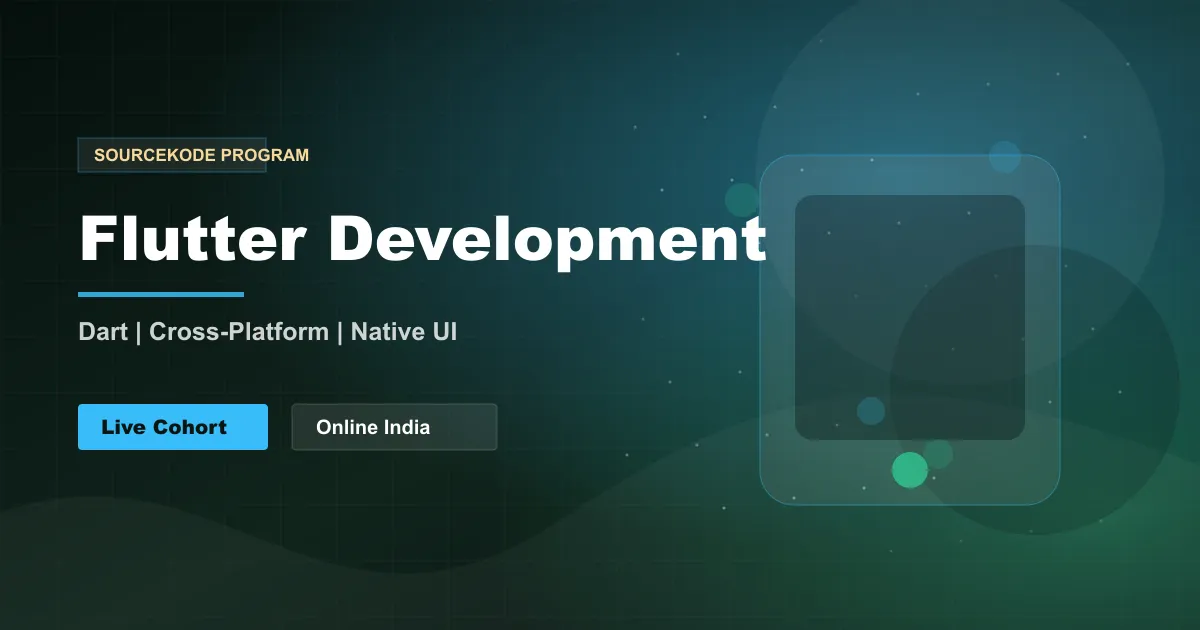 Flutter course with live online batches across India and optional Pune classroom support at SourceKode